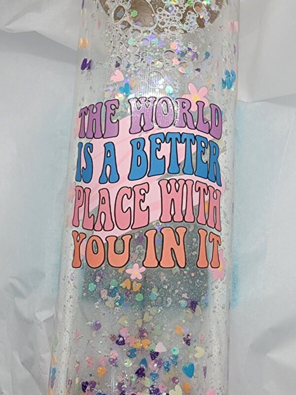 The World is Better Glitter 20 oz Libbey Glass