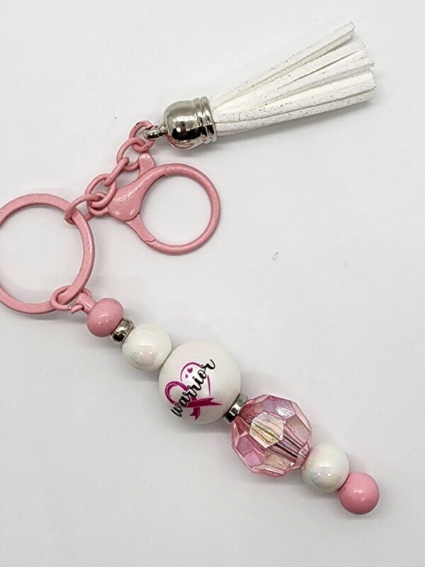 Breast Cancer Awareness and Warrior Beaded Keychain